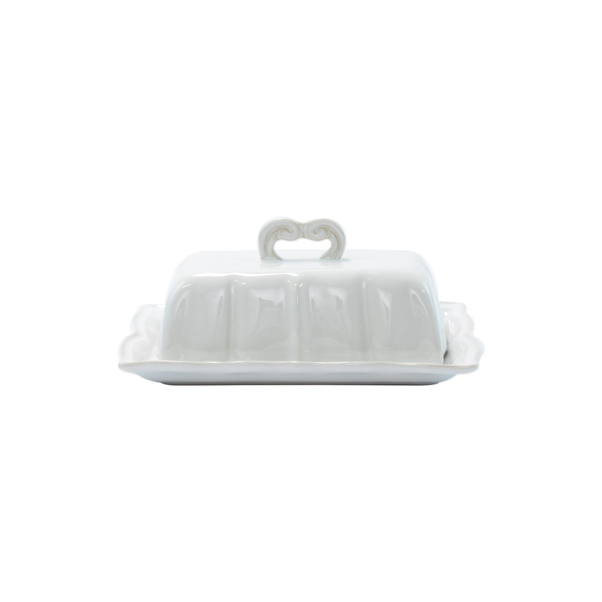 Vietri White Incanto Stone Baroque Hand - crafted Butter Dish