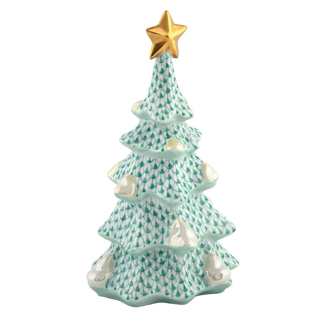 Exquisite Herend Large-Sized Handmade Porcelain Christmas Tree Figurine for Festive Decor