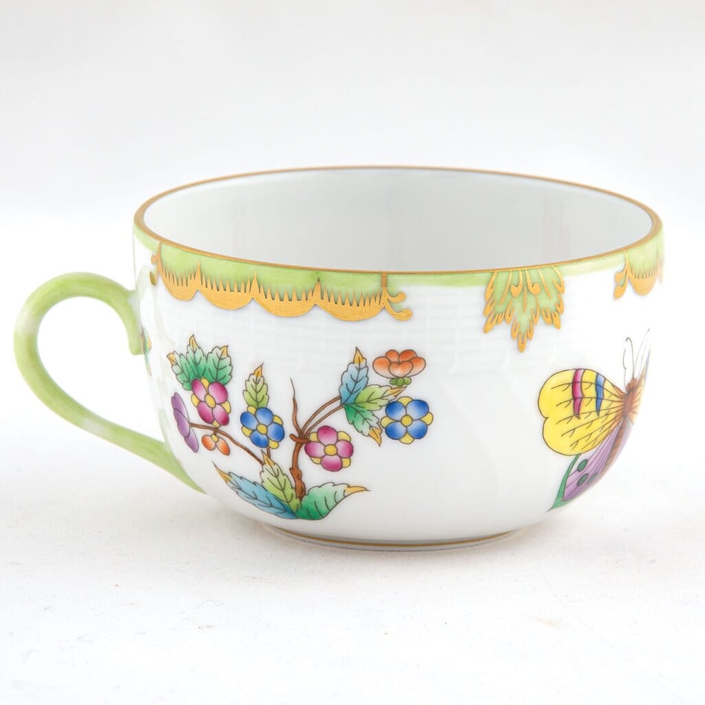 Luxurious Herend Queen Victoria Canton Style 6 OZ Porcelain Cup with 24K Gold Accents