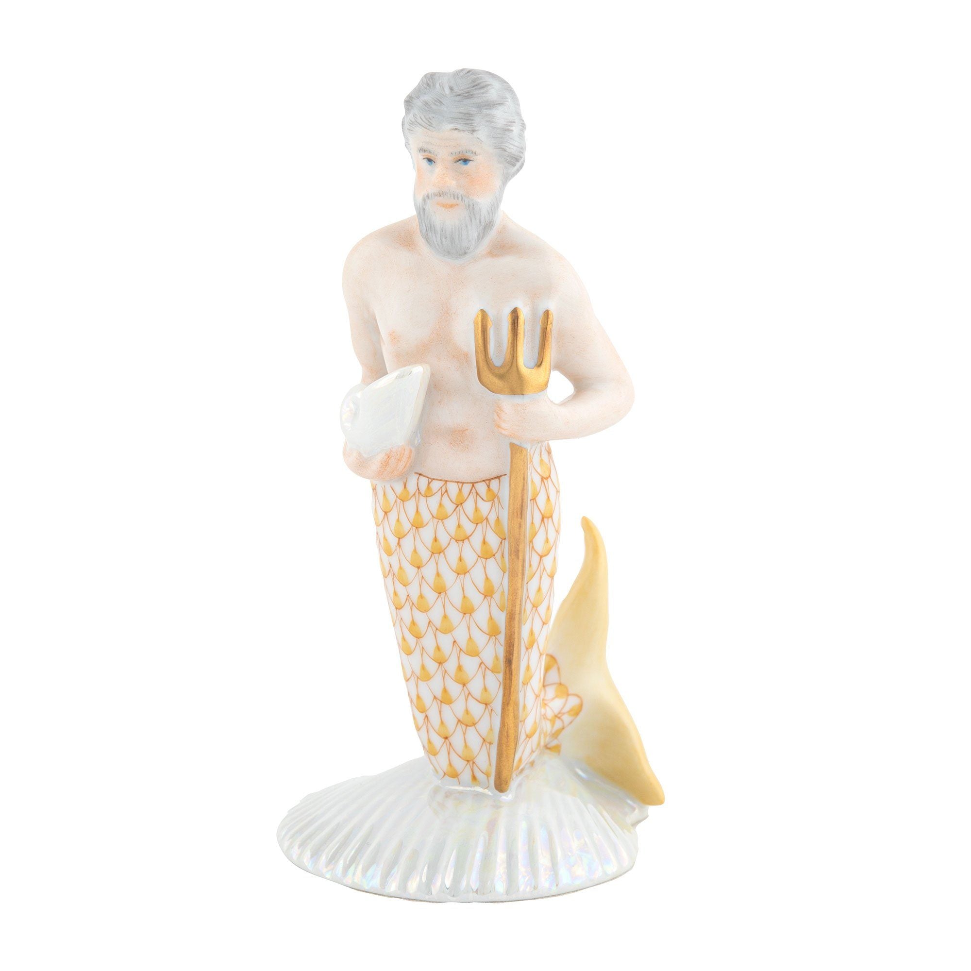Exquisite Handmade Herend Neptune Porcelain Figurine