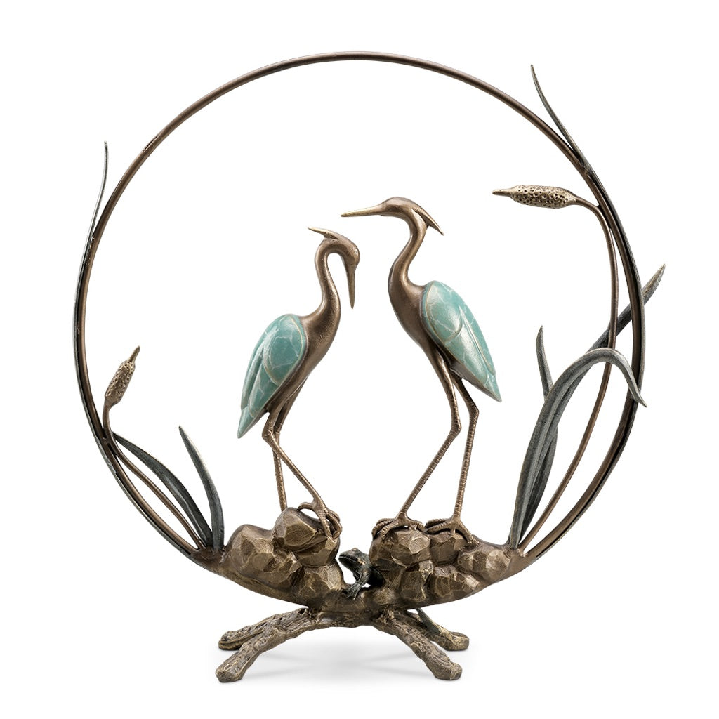SPI Home Aluminum Heron Romantic Sculpture for Indoor and Outdoor Decoration