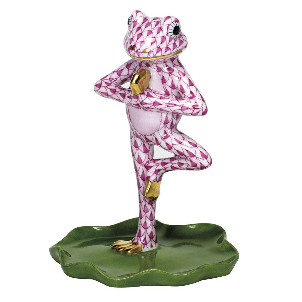 Handmade Herend Yoga Frog Figurine in Tree Pose