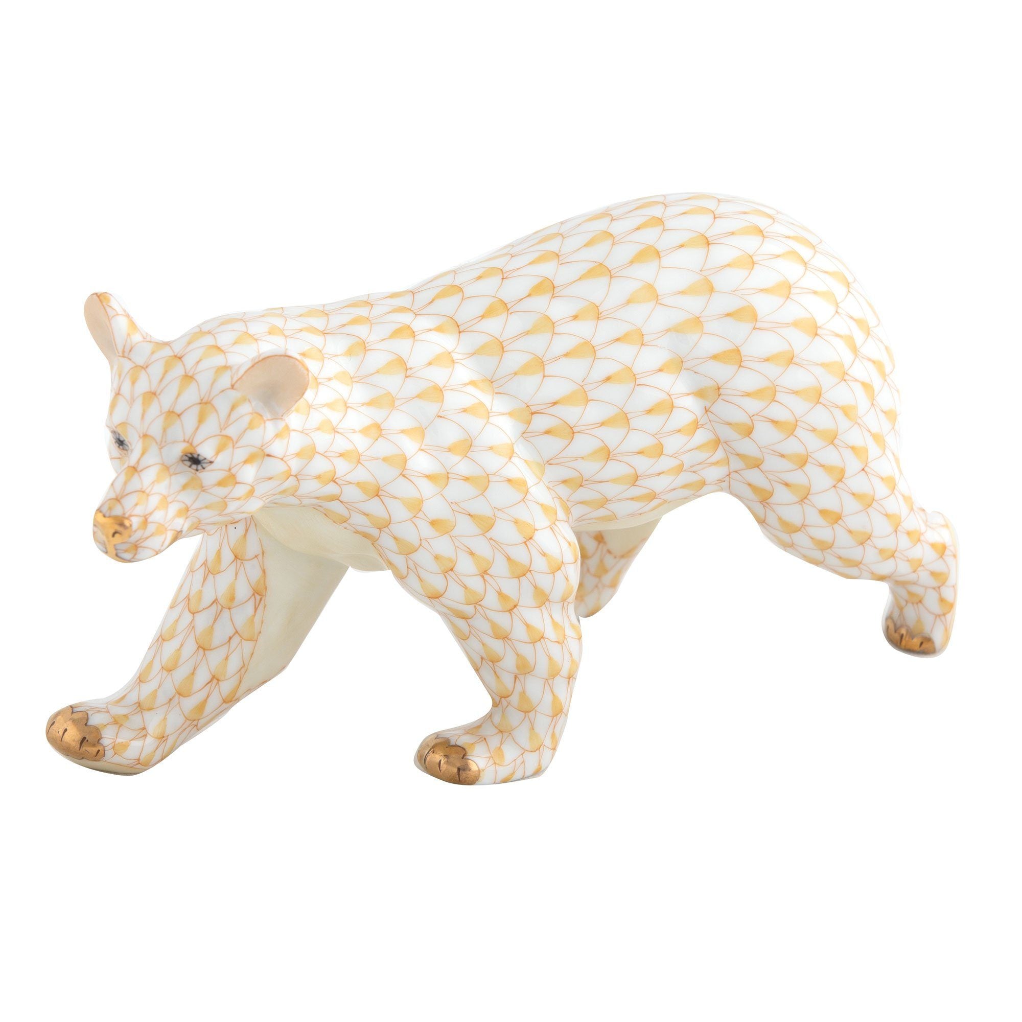 Exquisite Herend Handmade Walking Bear Porcelain Figurine