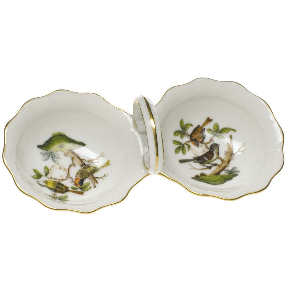Exquisite Herend Rothschild Bird Twin Salt Cellar for Fine Porcelain Collectors