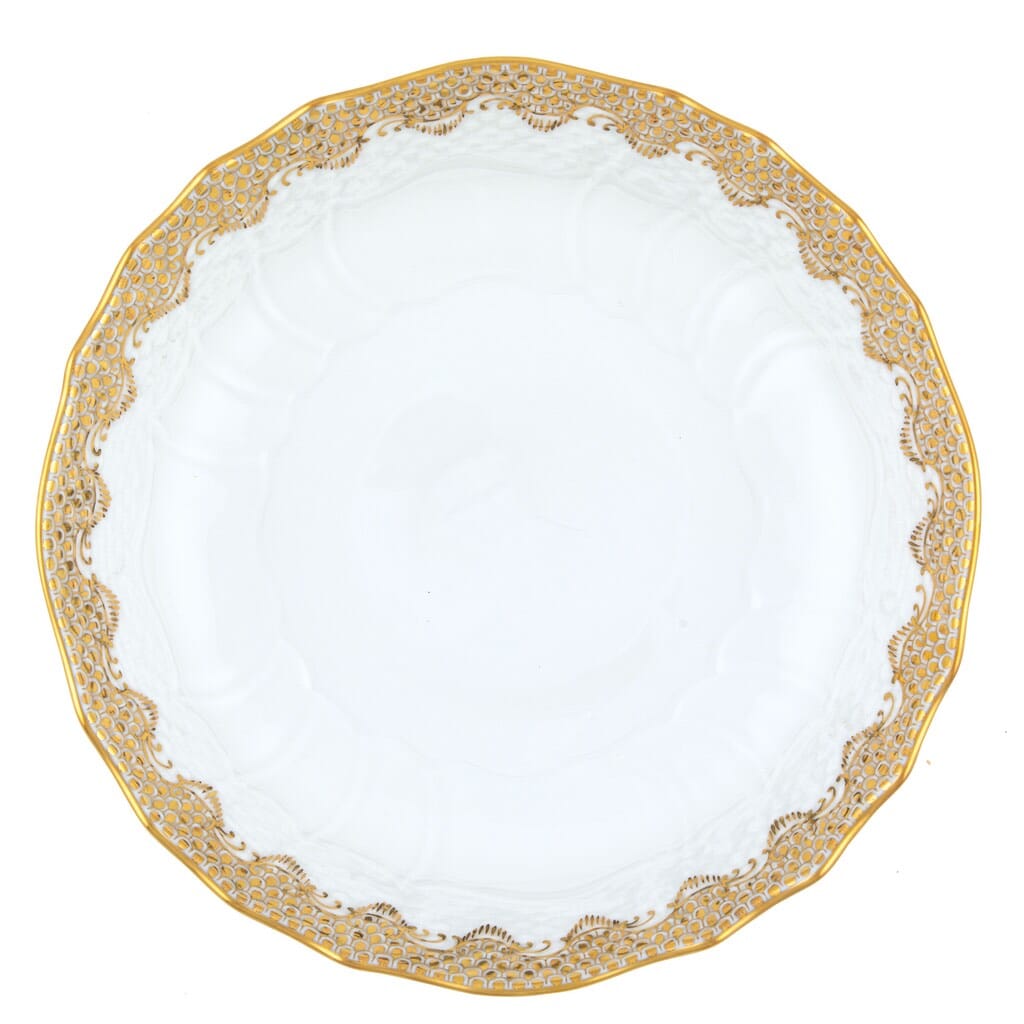 Herend Dinner Bowl with Fish Scale Scalloped Design