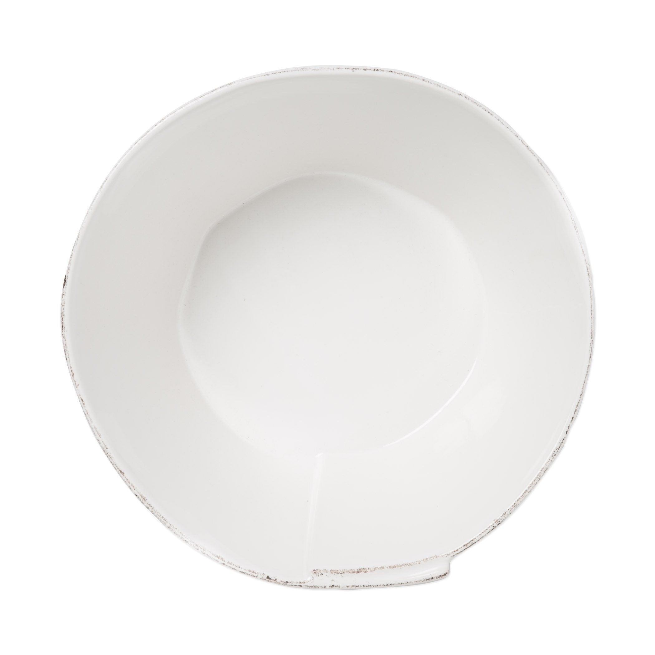 Large White Vietri Lastra Stacking Serving Bowl with Artistic Details
