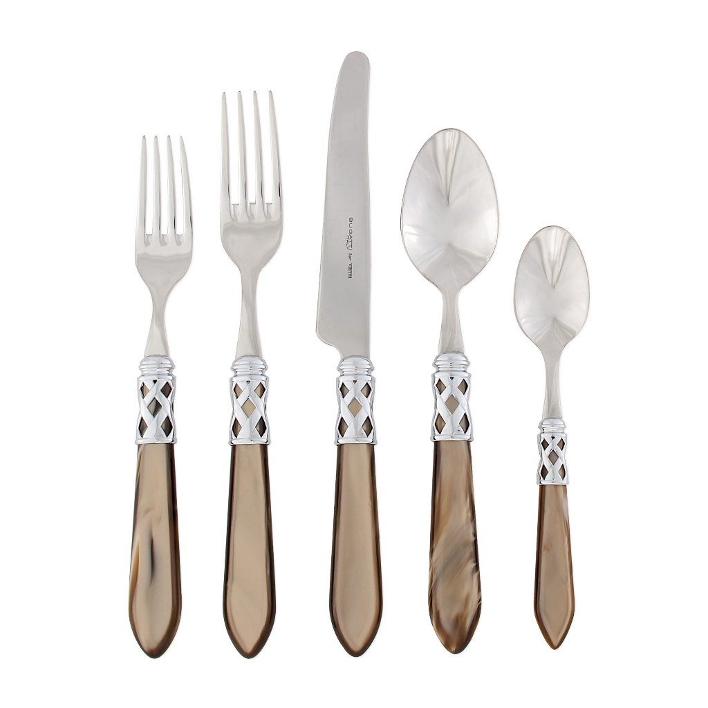 Vietri Aladdin Brilliant Stainless Steel Five-Piece Dinnerware Place Setting