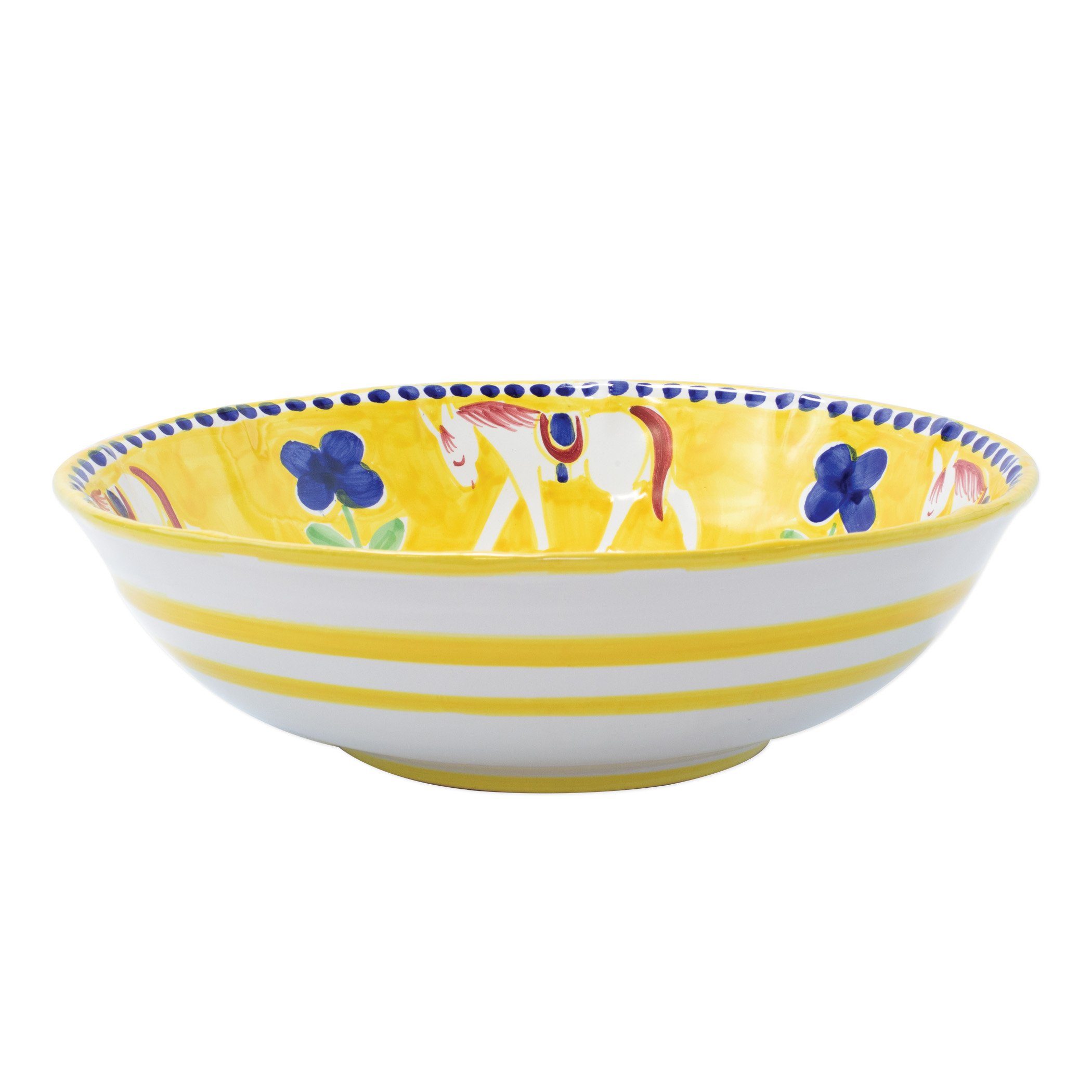 Large Hand - painted Vietri Campagna Cavallo Serving Bowl from Italy