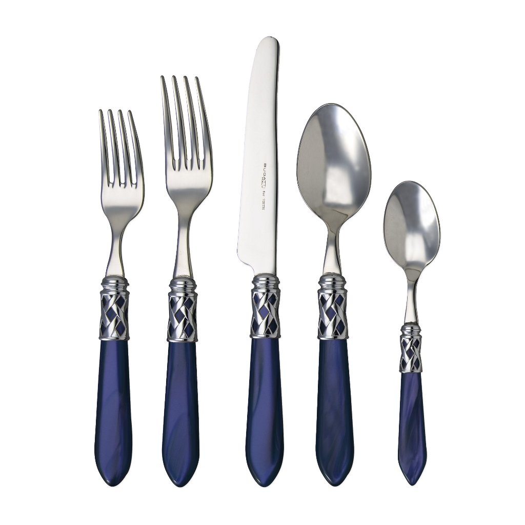 Vietri Aladdin Brilliant Stainless Steel Five-Piece Dinnerware Place Setting