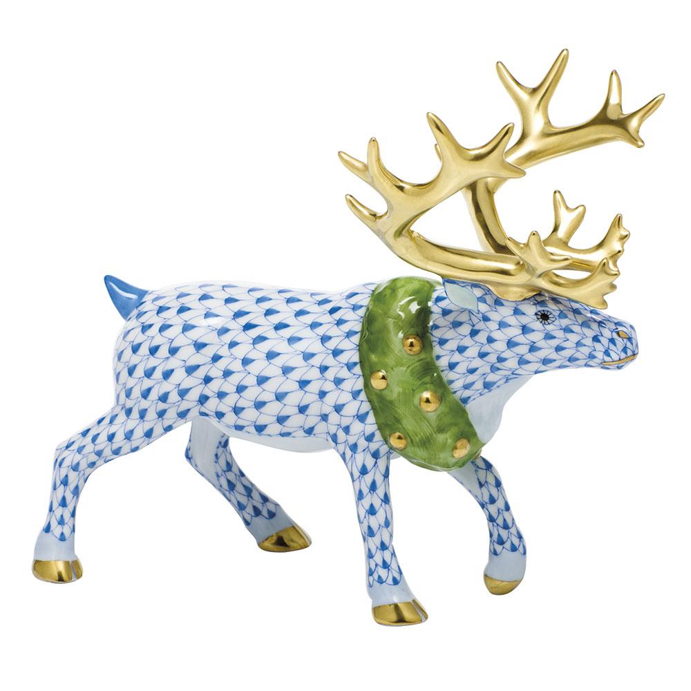 Exquisite Hand - painted Herend Holiday Reindeer Porcelain Figurine