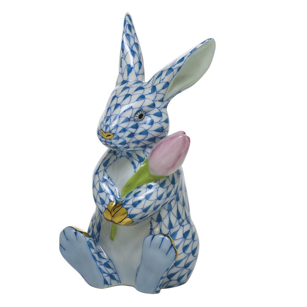 Exquisite Hand - painted Herend Blossom Bunny Porcelain Figurine
