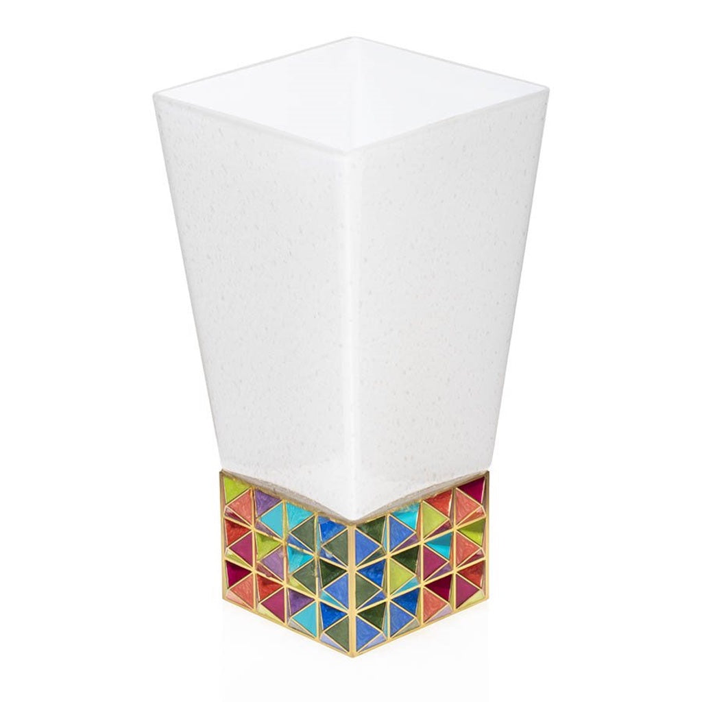 Jay Strongwater Rainbow Ombre Opus Pyramid Glass Vase