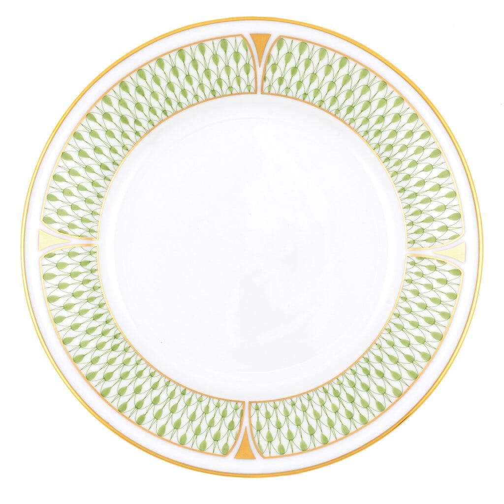 Herend Art Deco 6-Inch Bread and Butter Plate with 24K Gold Geometric Accents
