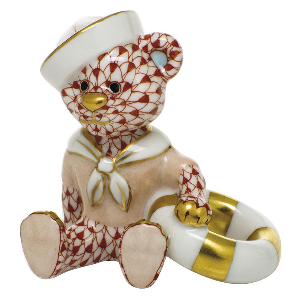 Handmade and Hand - painted Herend Sailor Bear Porcelain Figurine