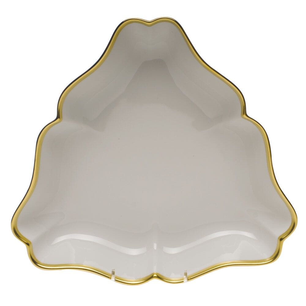Herend Gwendolyn Hand - painted Porcelain Triangular Serving Dish with 24 - karat Gold Rim