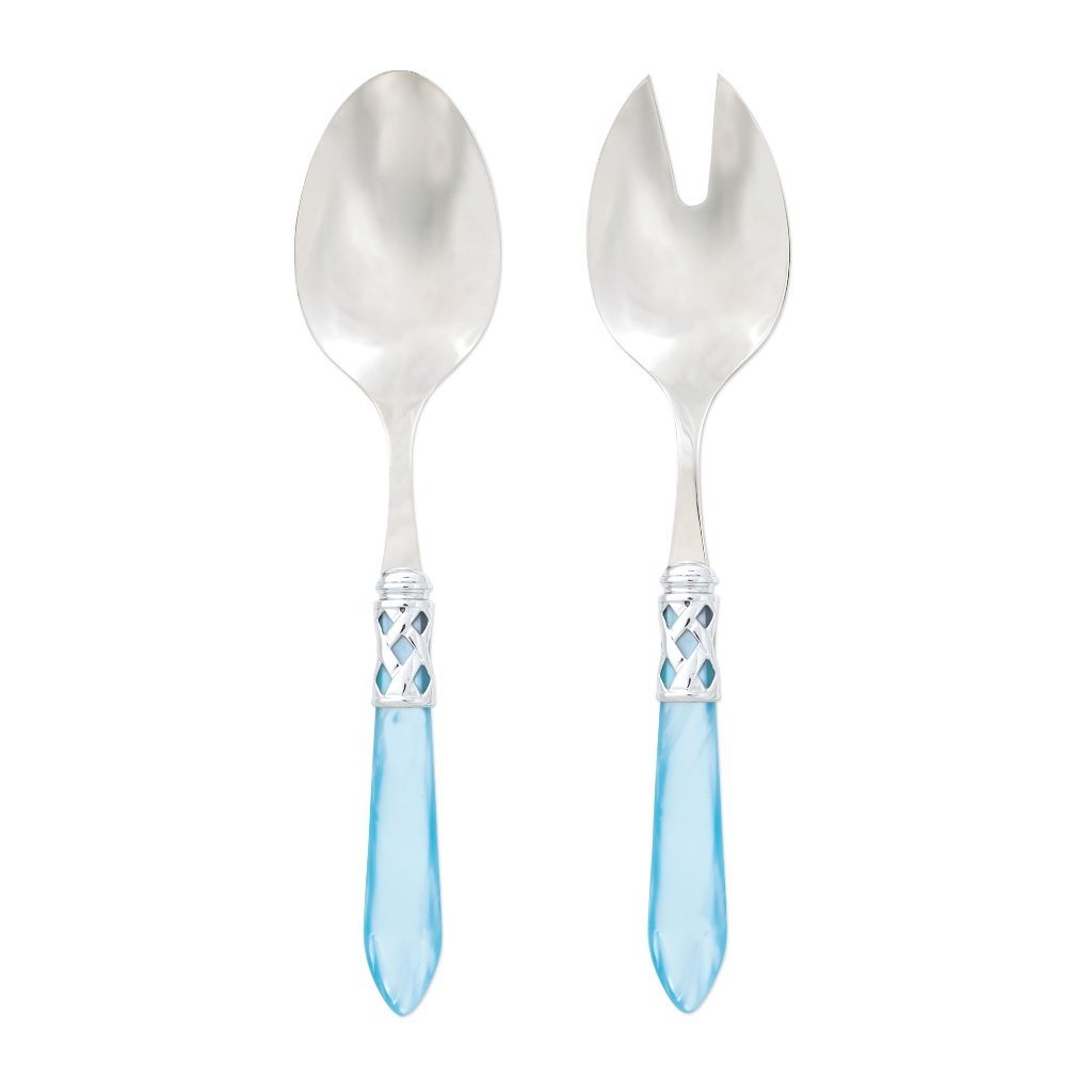 Vietri Aladdin Set of Shiny Chrome Salad Servers, Handmade in Italy