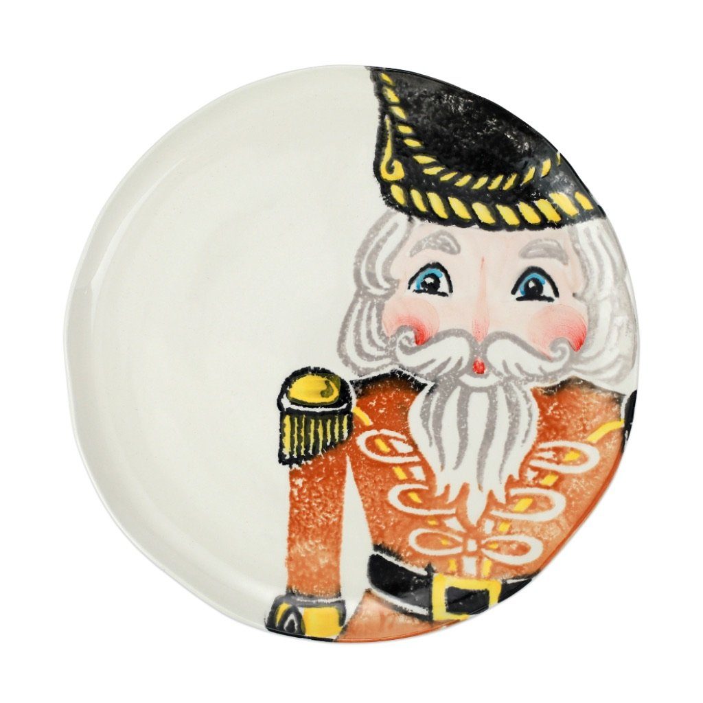 Exquisite Gold Nutcrackers Design Dinner Plate by Vietri for Festive Dining