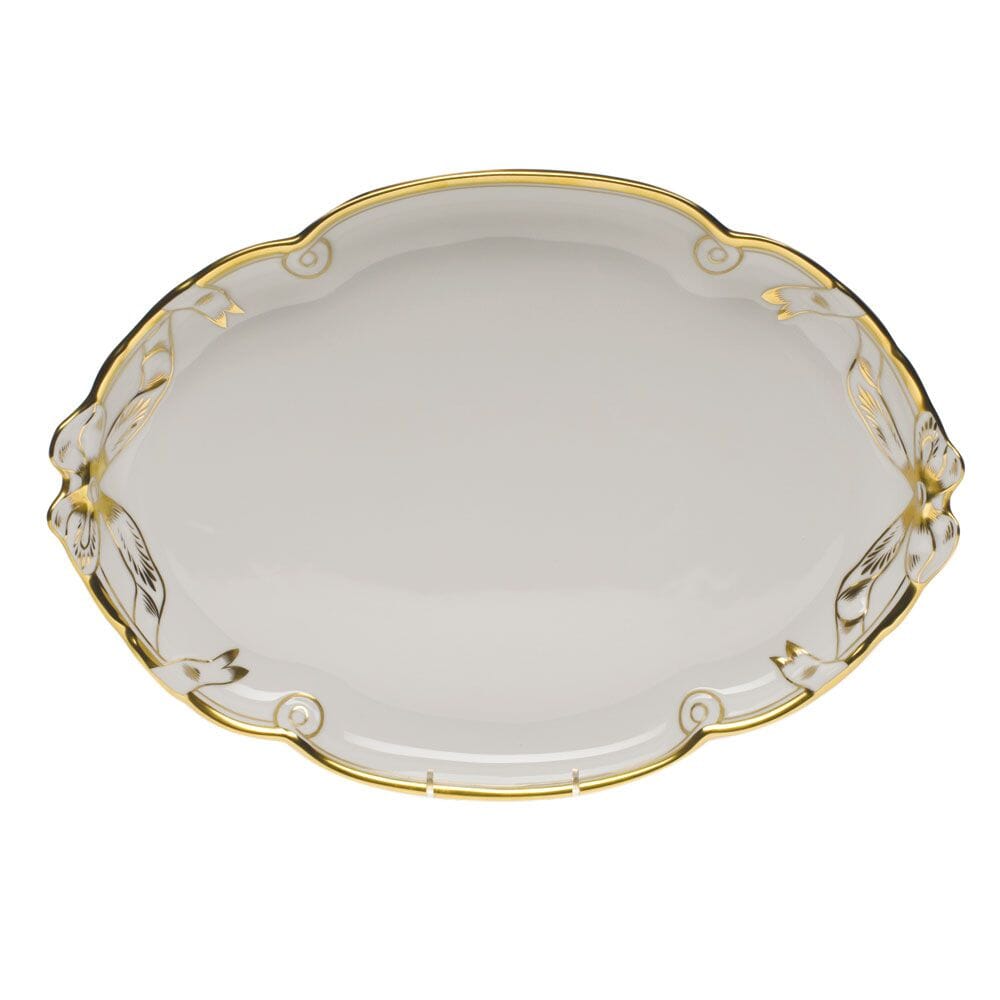 Exquisite Herend Gwendolyn Porcelain Tray with 24K Gold Rim