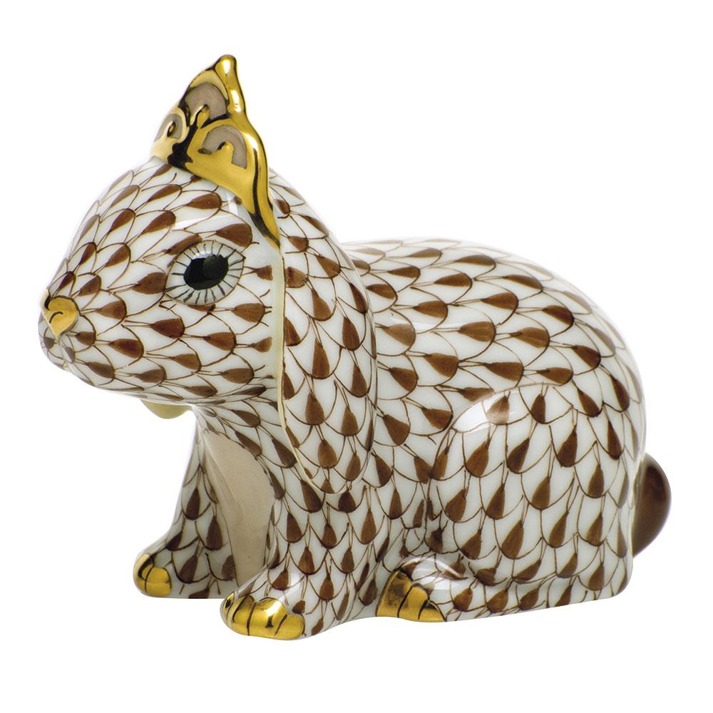 Exquisite Handmade Herend Porcelain Bunny Figurine Adorned with a Tiara