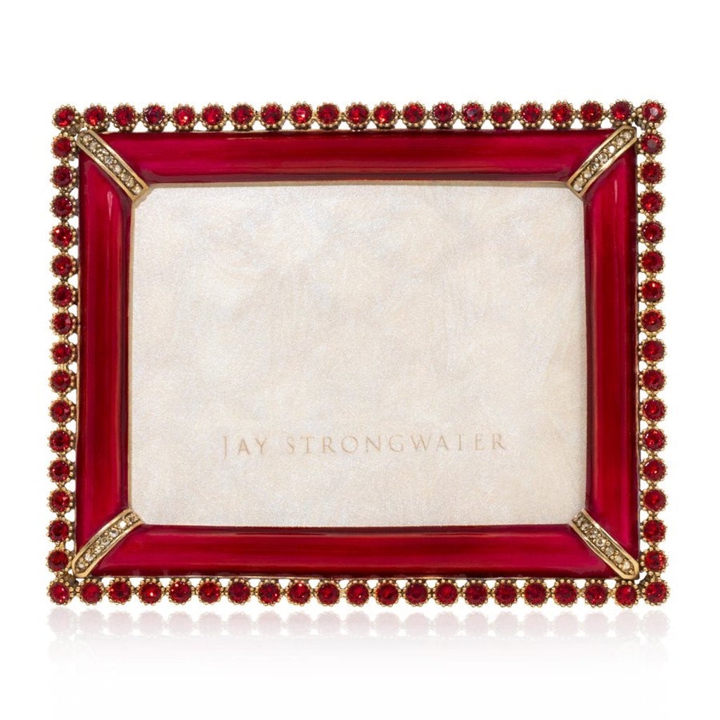 Jay Strongwater Emilia Ruby Red 14K Gold-Finished 3 x 4 Photo Frame with Hand-Set Swarovski Crystals