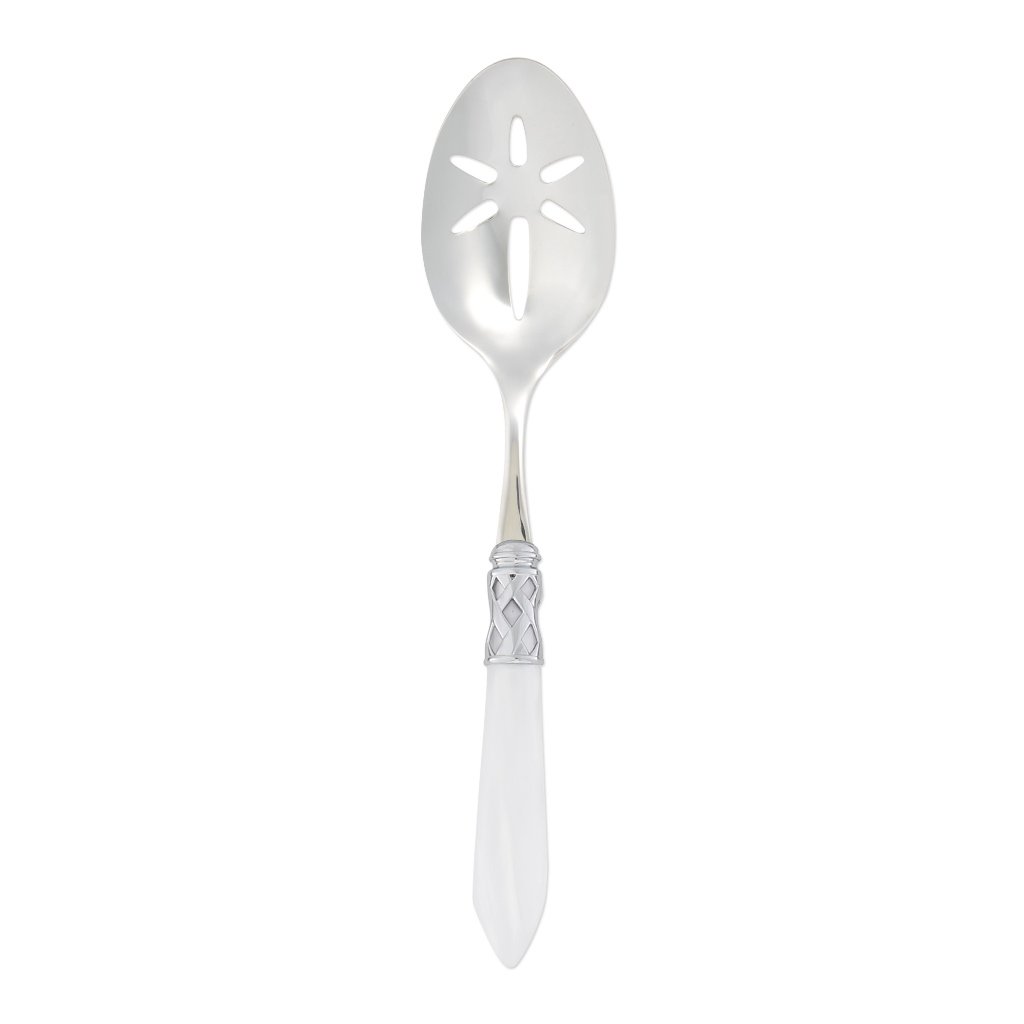 Vietri Aladdin Shiny Chrome 18/10 Stainless Steel Slotted Serving Spoon