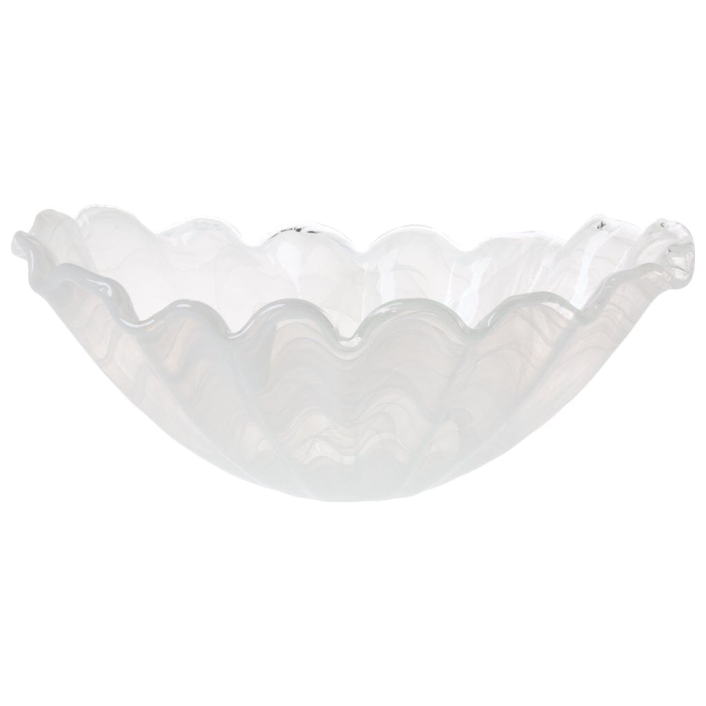 Italian Hand - Blown Vietri Onda White Glass Centerpiece for Home Decor