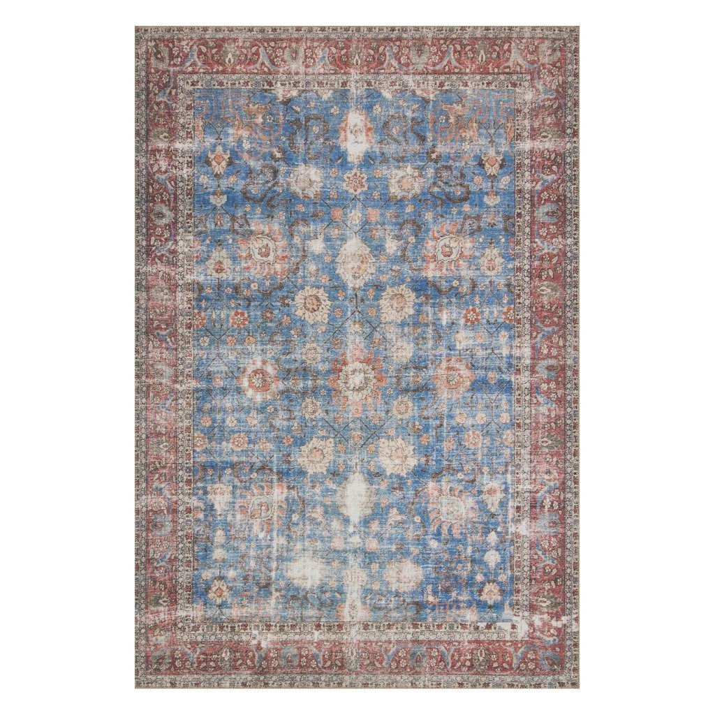 Stylish Blue Brick Polyester Power - Loomed Area Rug by Loloi Loren LQ 01