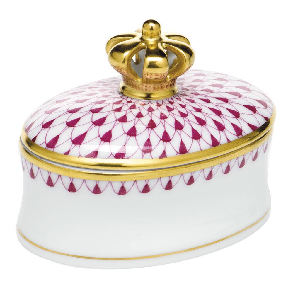 Exquisite Herend Porcelain Box with Crown Ornament