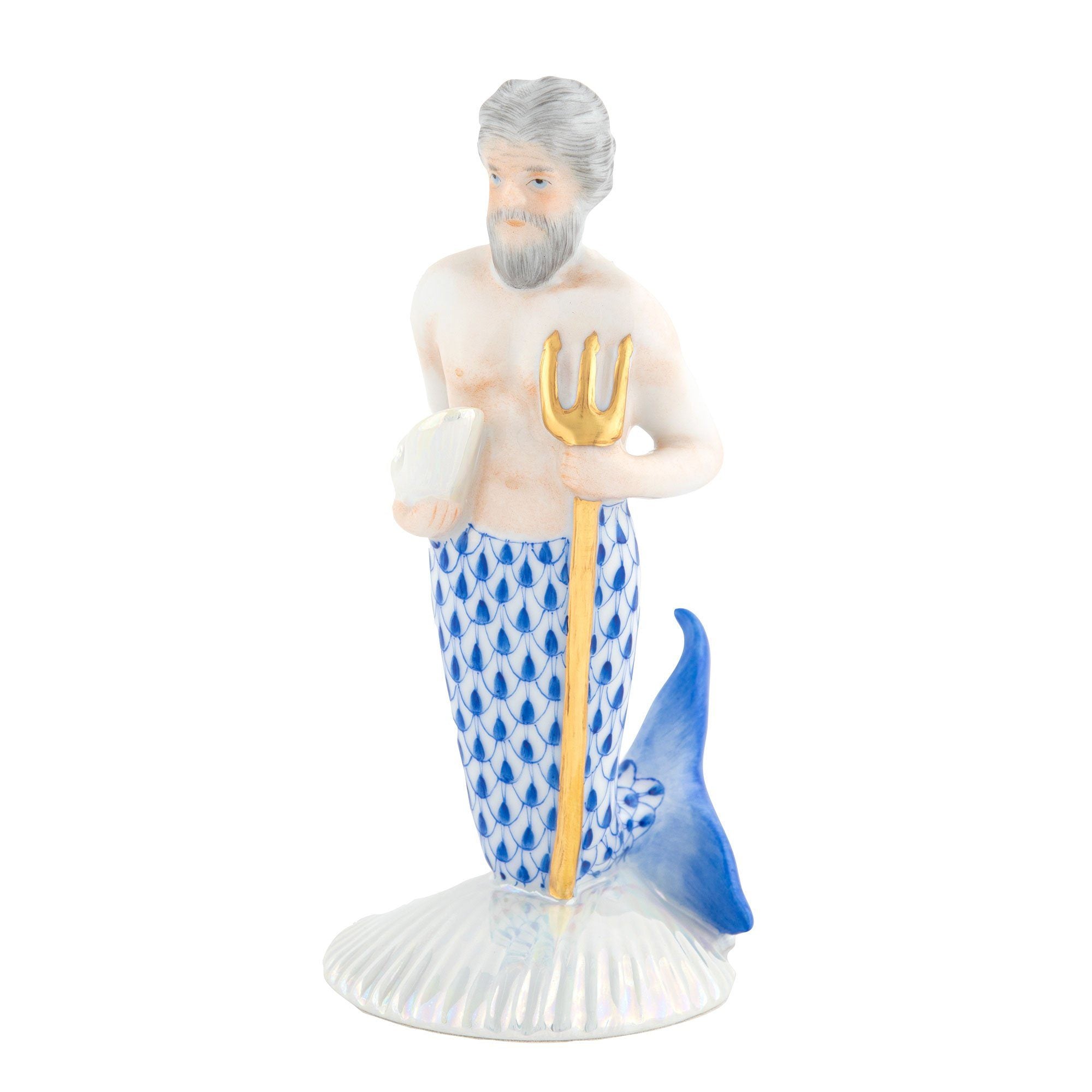 Exquisite Handmade Herend Neptune Porcelain Figurine