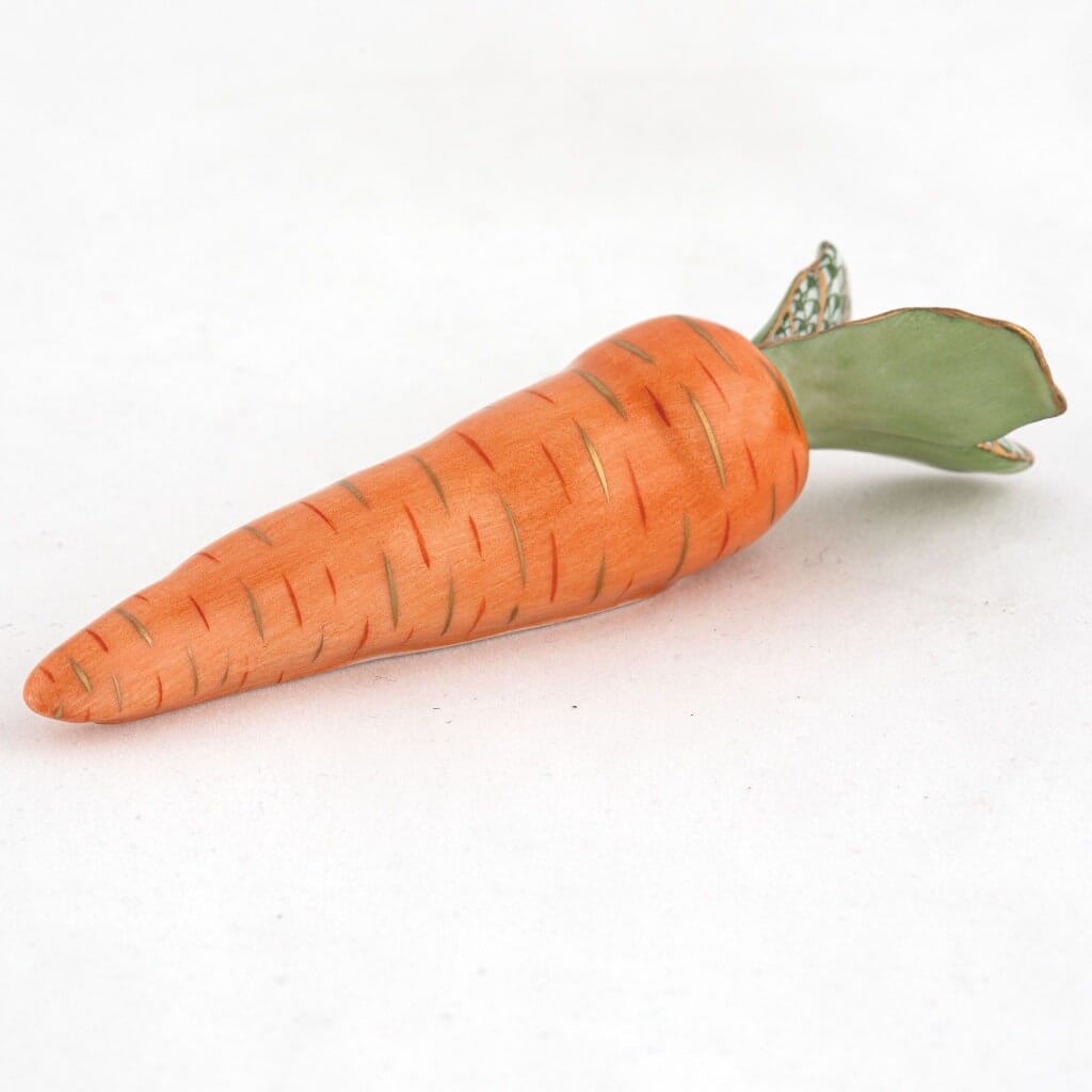 Handmade Herend Porcelain Carrot Figurine with 24 Kt Gold Accents