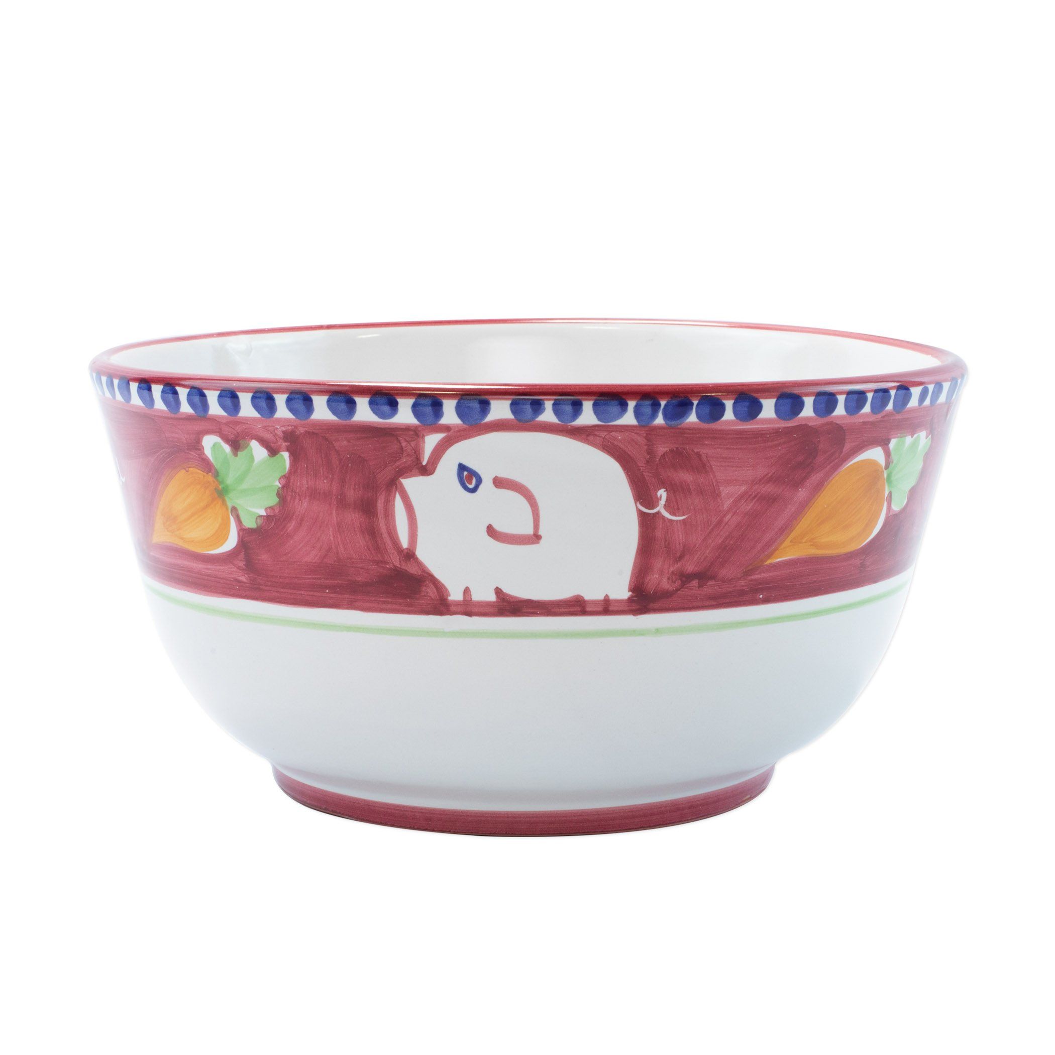 Vietri Hand - painted Campagna Porco Deep Serving Bowl in Red and Blue
