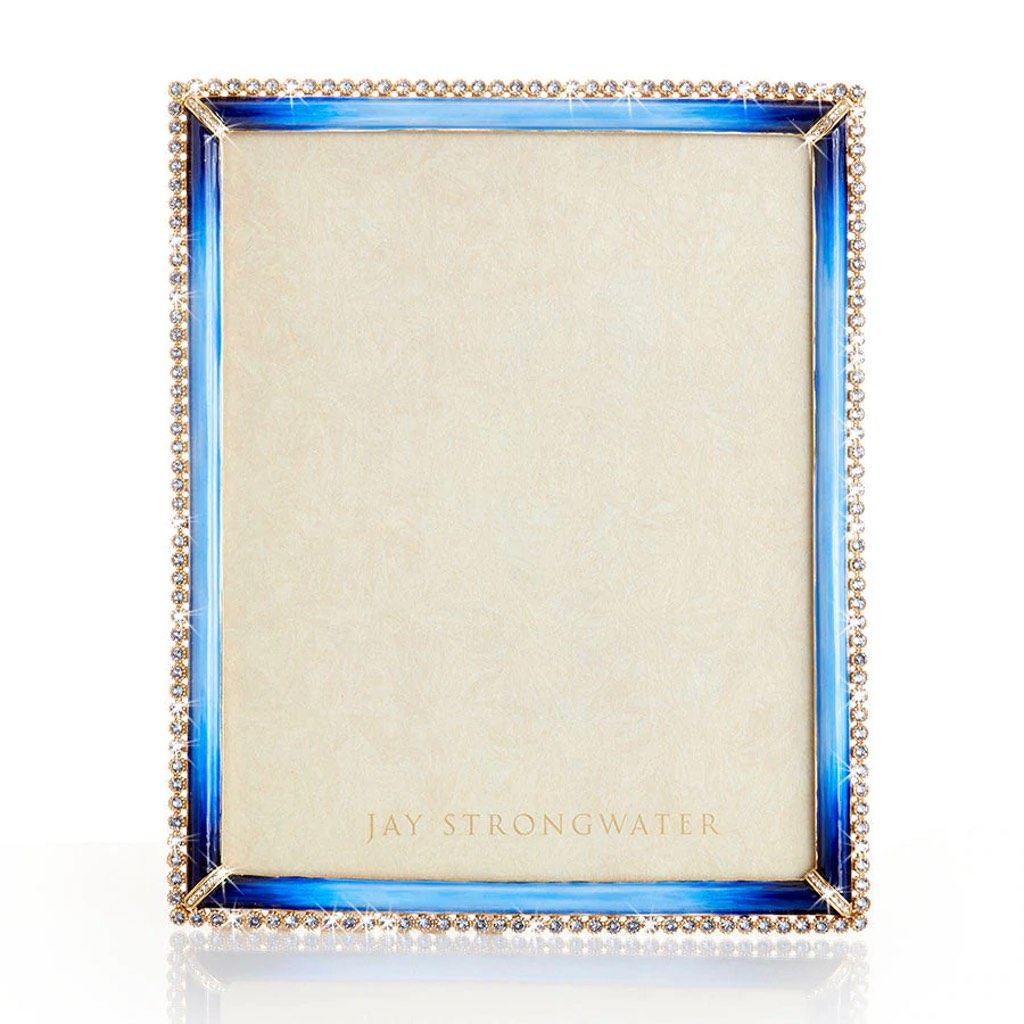 Jay Strongwater 8 x 10 Lapis Blue Hand - Enameled Frame with Swarovski Crystals