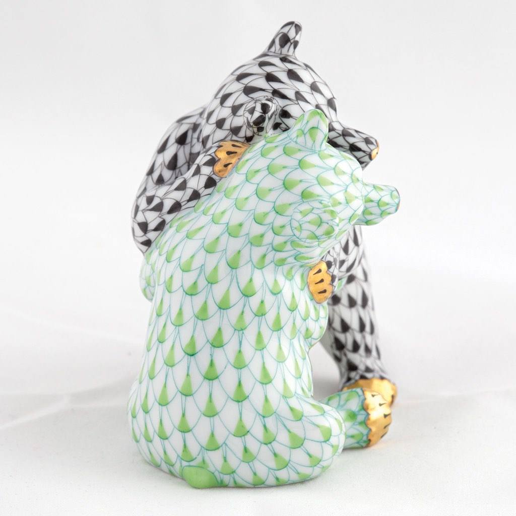Handmade Hungarian Herend Porcelain Bear Hug Figurine
