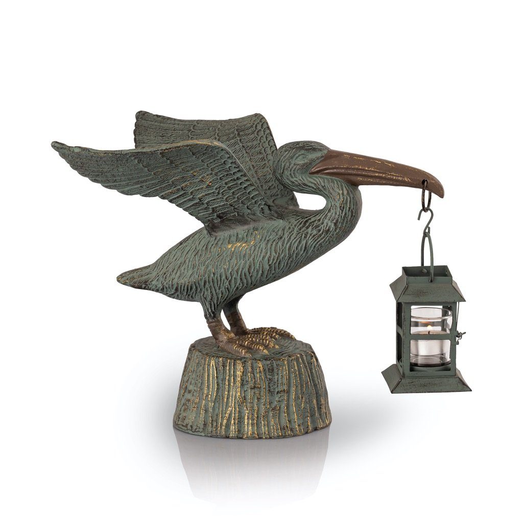 Stunning Hand - Cast Aluminum Pelican Lantern Sculpture for Your Garden
