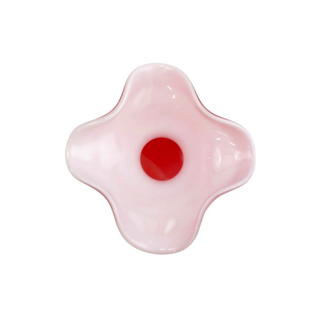Small Fluted Red Glass Vase Inspired by Vietri Hibiscus