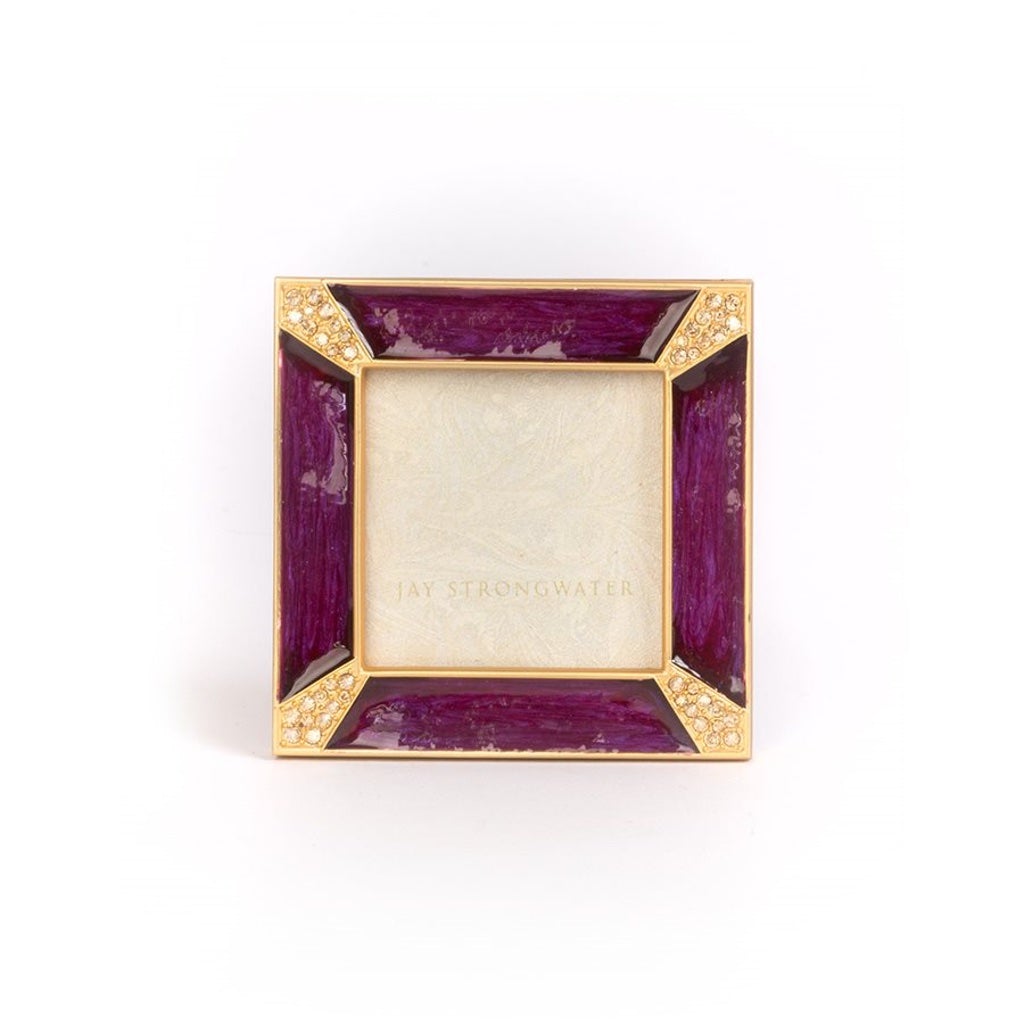 Jay Strongwater Decorative Square Picture Frame - Leland Pave Corner 2 with Bouquet Design