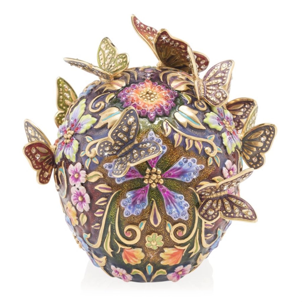 Jay Strongwater Collectible Frida Sugar Skull Figurine Adorned with Butterflies and Crystals