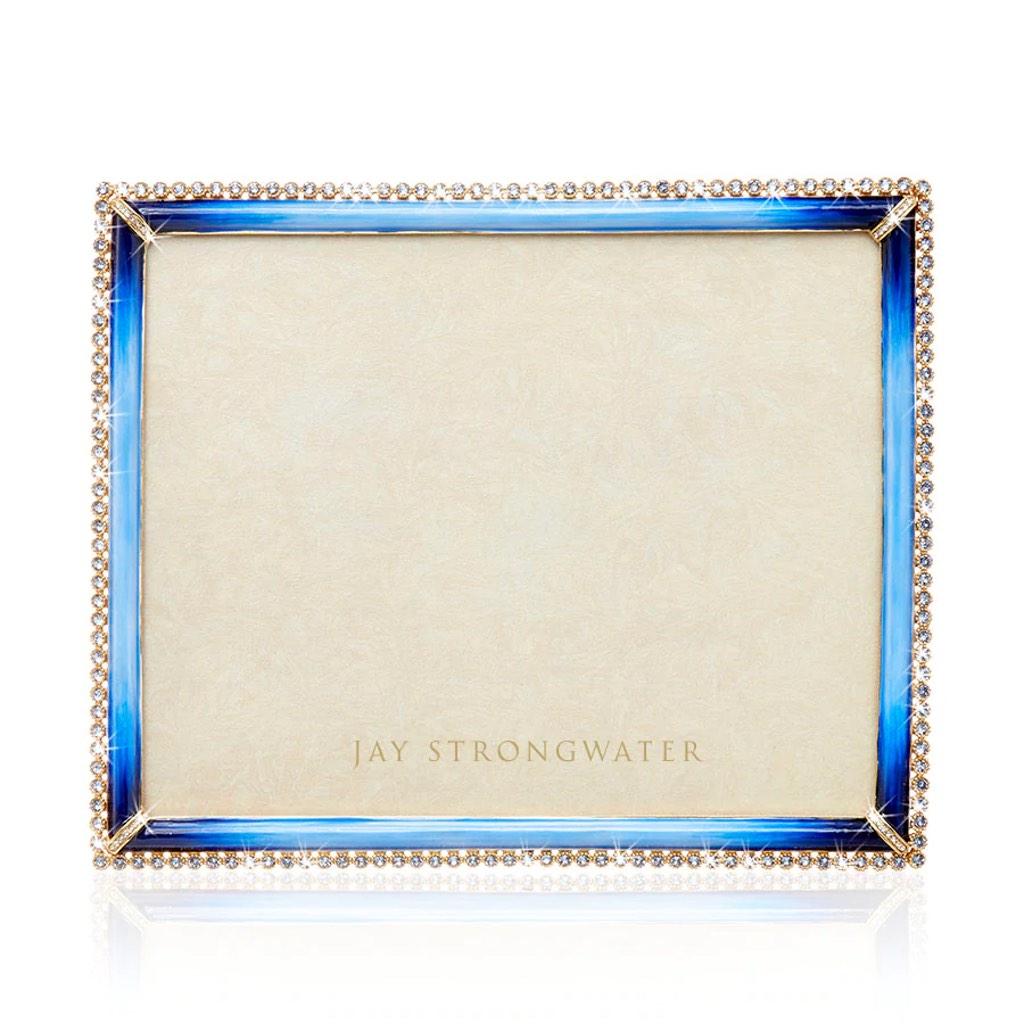Jay Strongwater 8 x 10 Lapis Blue Hand - Enameled Frame with Swarovski Crystals