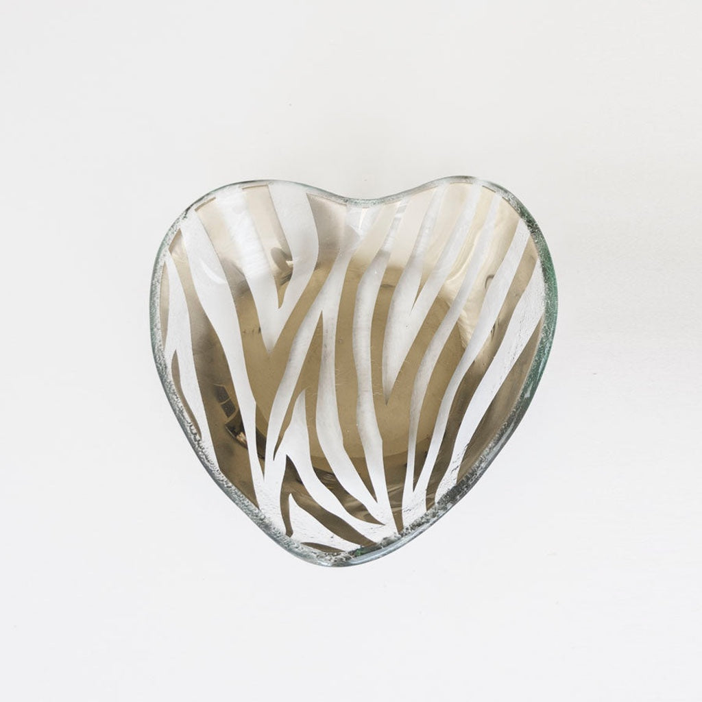 Annieglass Heart Bowl - Zebra