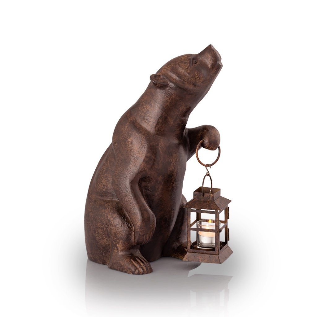Aluminum and Iron Hand - Cast SPI Garden Bear Statue with Functional Lantern
