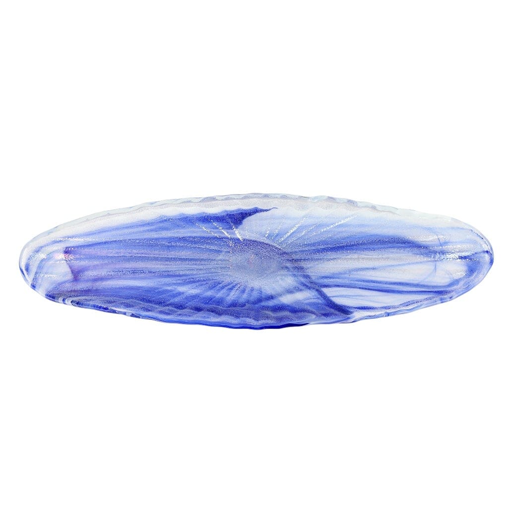 Vietri Hand - made Onda Style Cobalt Blue Long Oval Glass Serving Bowl
