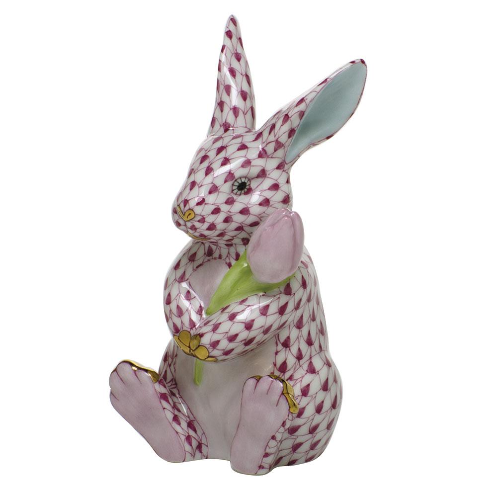 Exquisite Hand - painted Herend Blossom Bunny Porcelain Figurine
