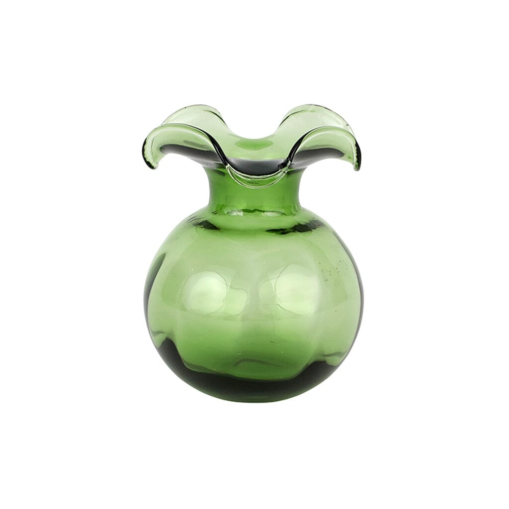 Exquisite Dark Green Mouth-Blown Vietri Hibiscus-Inspired Glass Bud Vase