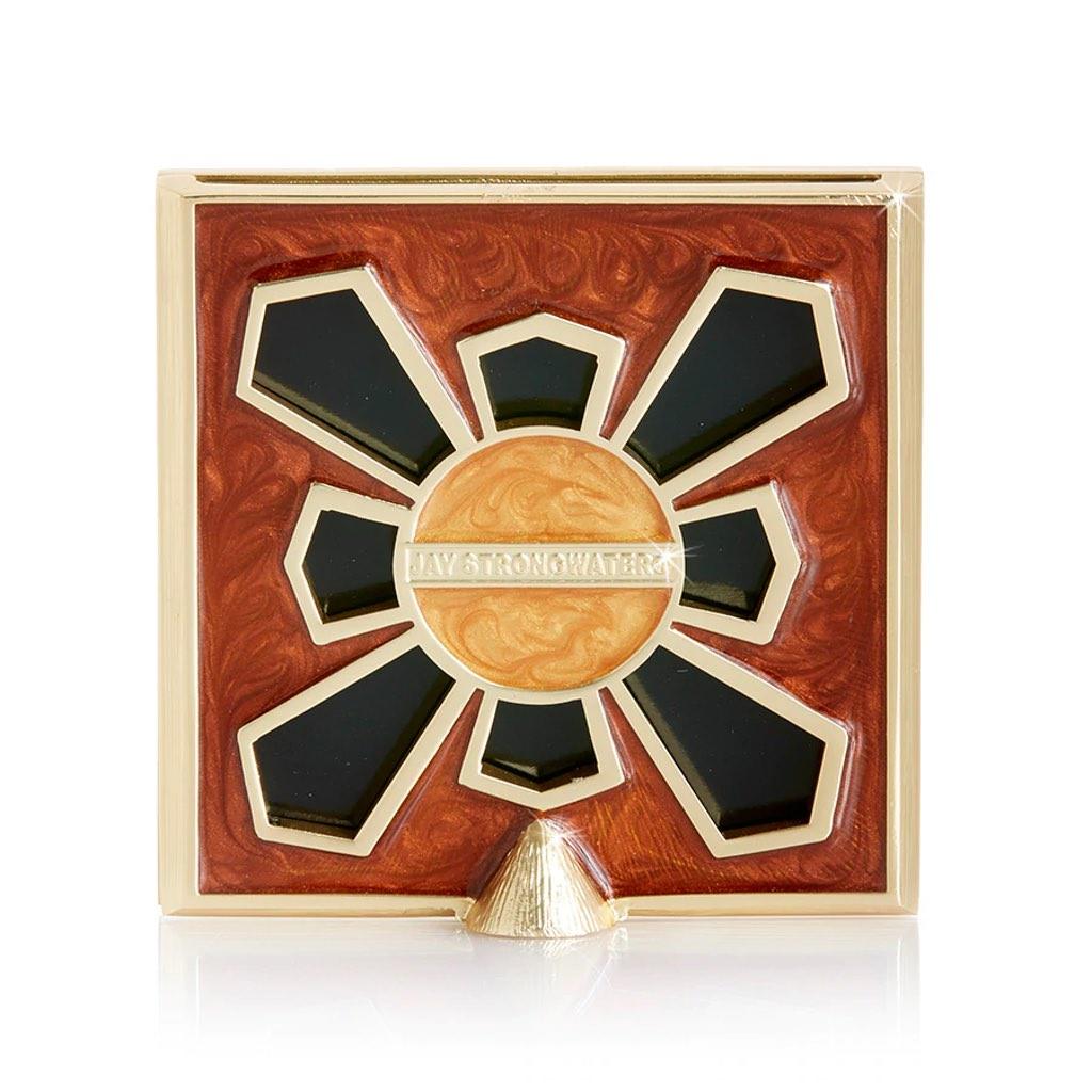 Jay Strongwater Decorative Picture Frame - Leland Pave Corner 2 Square Frame with Amber Leopard Design