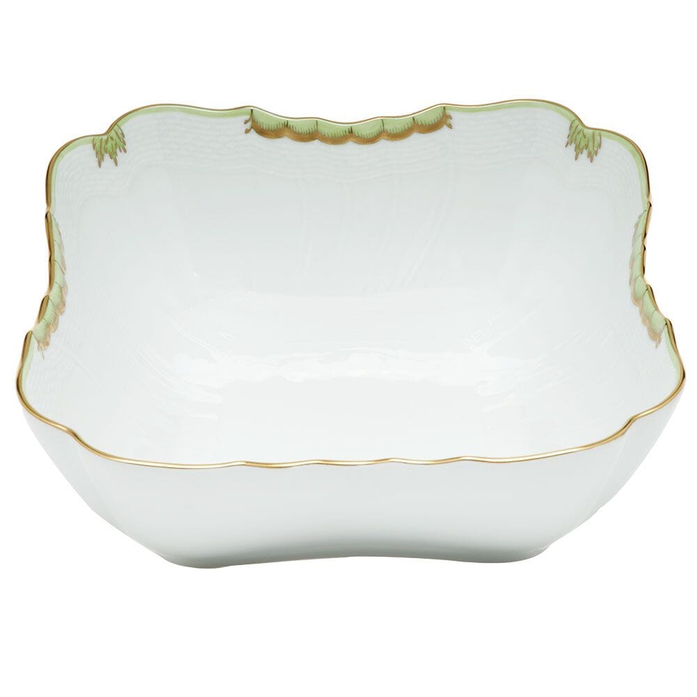 Herend Porcelain Princess Victoria Pattern Square Salad Serving Bowl