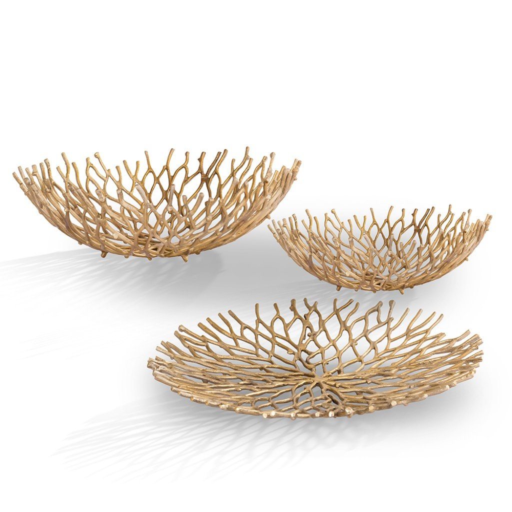 SPI Home Decorative Coral-Inspired Tray and Two Bowls Set of 3