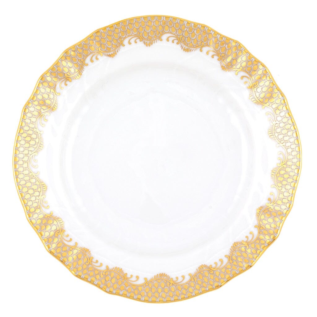 Herend 6-Inch Dishwasher-Safe Fish Scale Bread And Butter Plate with 24K Gold Accents