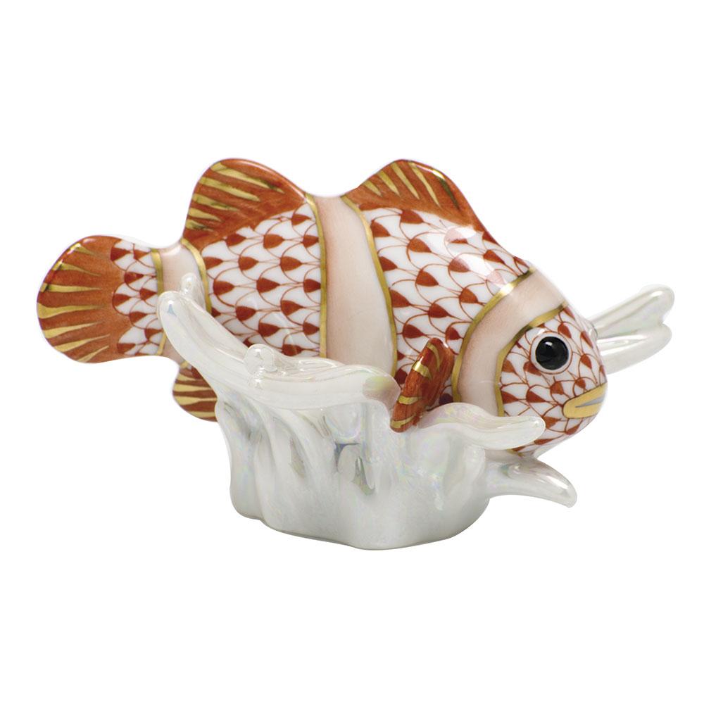 Handmade and Hand - painted Herend Clownfish Porcelain Figurine