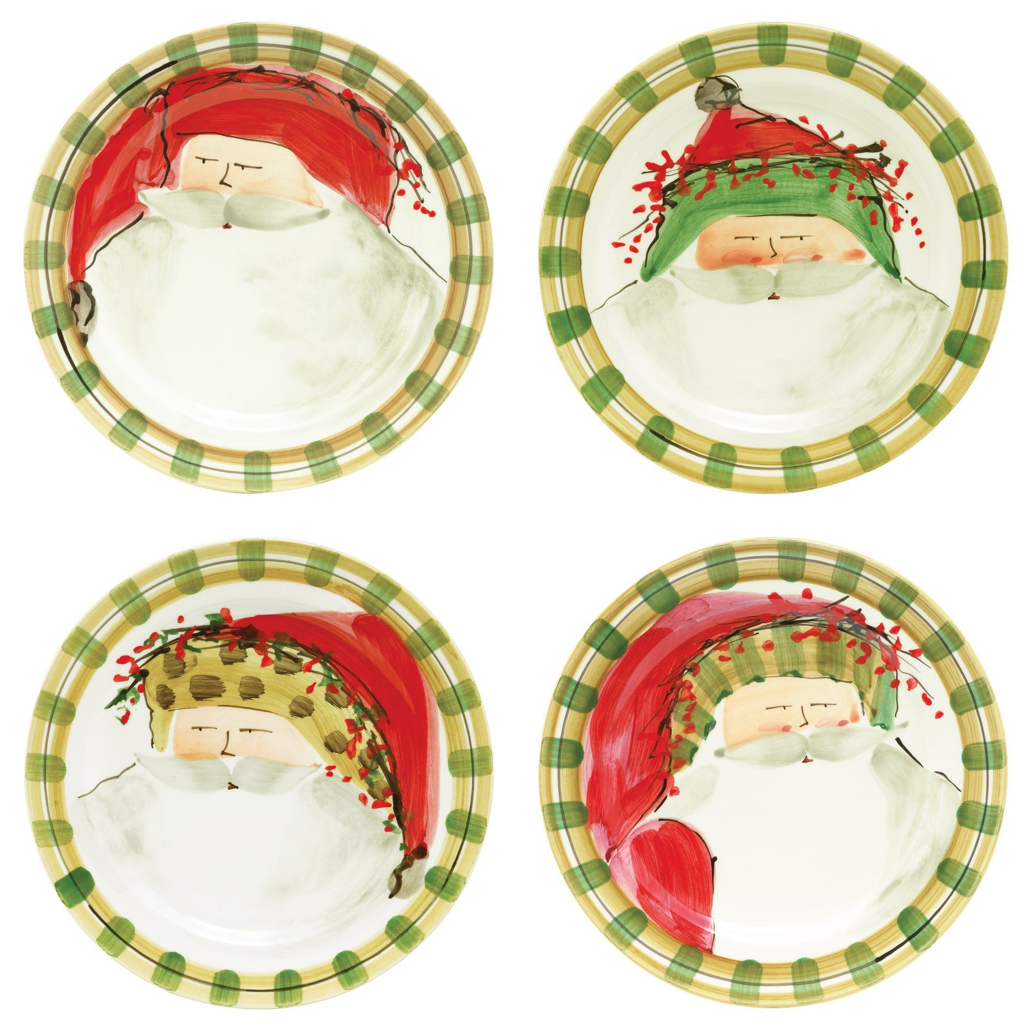 Vietri Assorted Old St. Nick-themed Dinner Plate Set of 4 for Festive Dining