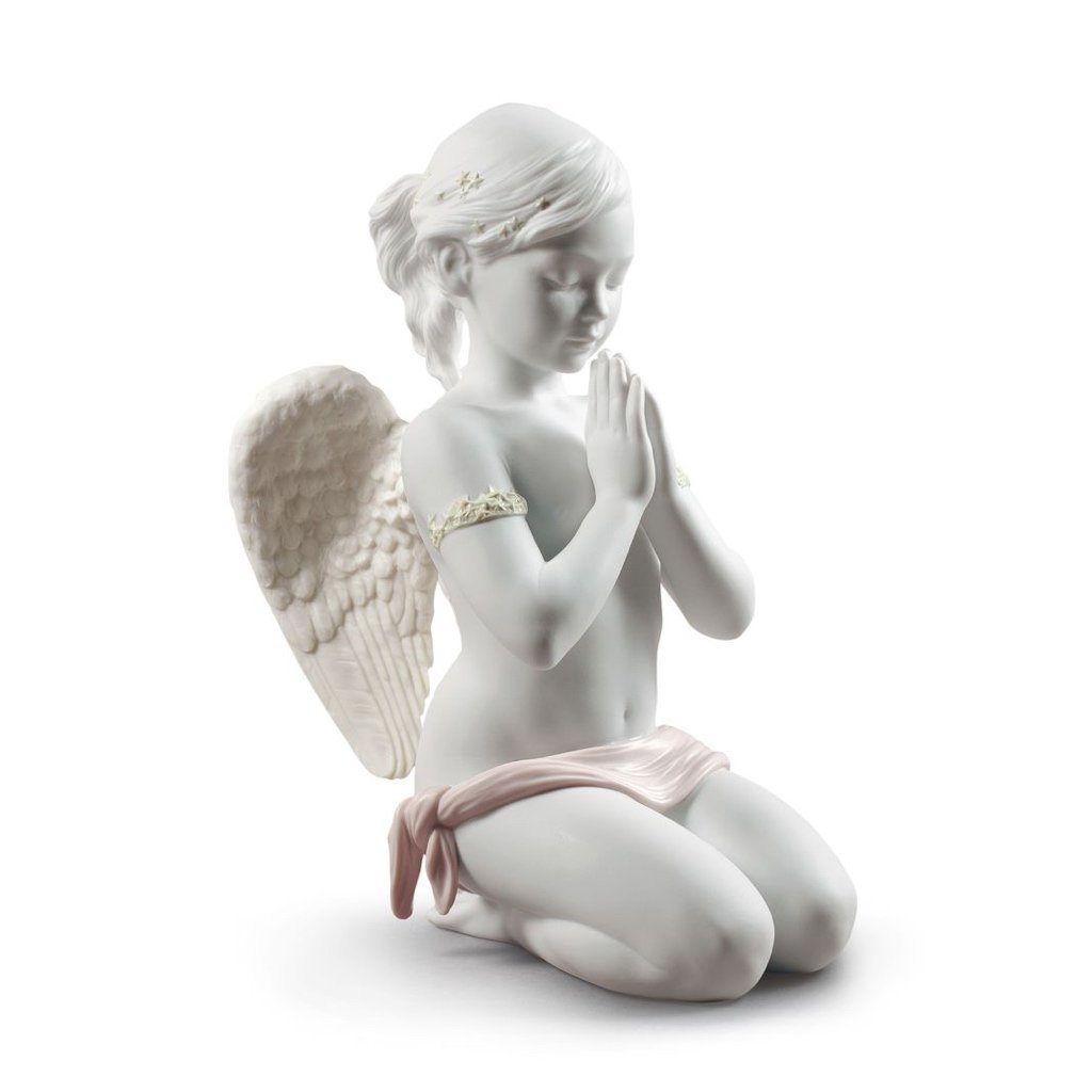 Exquisite Lladro Handmade Porcelain Figurine of a Heavenly Prayer Angel
